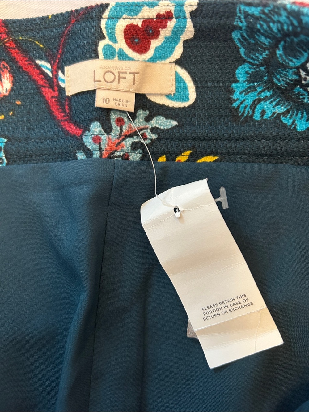 NWT LOFT Floral Pencil Skirt - Teal Multi - Picture 2 of 10